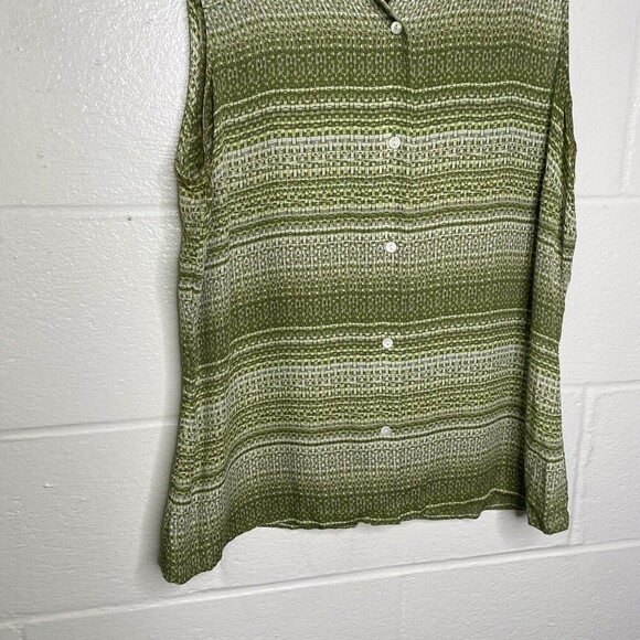 Brooks Brother silk Blouse Top Size 10 Green Button Down Sleeveless - Picture 4 of 7